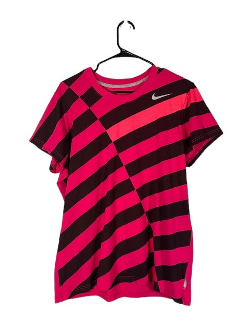 Nike Dri-Fit Pink Striped Short Sleeve Athletic Casual T-Shirt Women Sz XXL